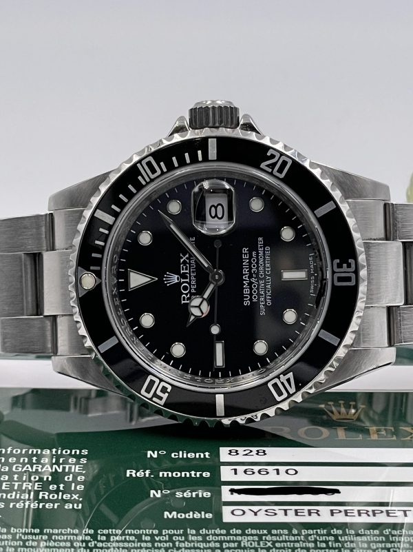 Submariner Date 16610 RRR card like new 2009 never polished