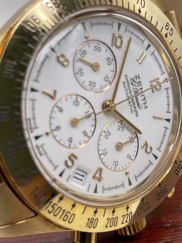 Zenith El Primero Chronograph from '80 years Full Gold Full Set Never Polished!