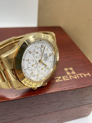 Zenith El Primero Chronograph from '80 years Full Gold Full Set Never Polished!