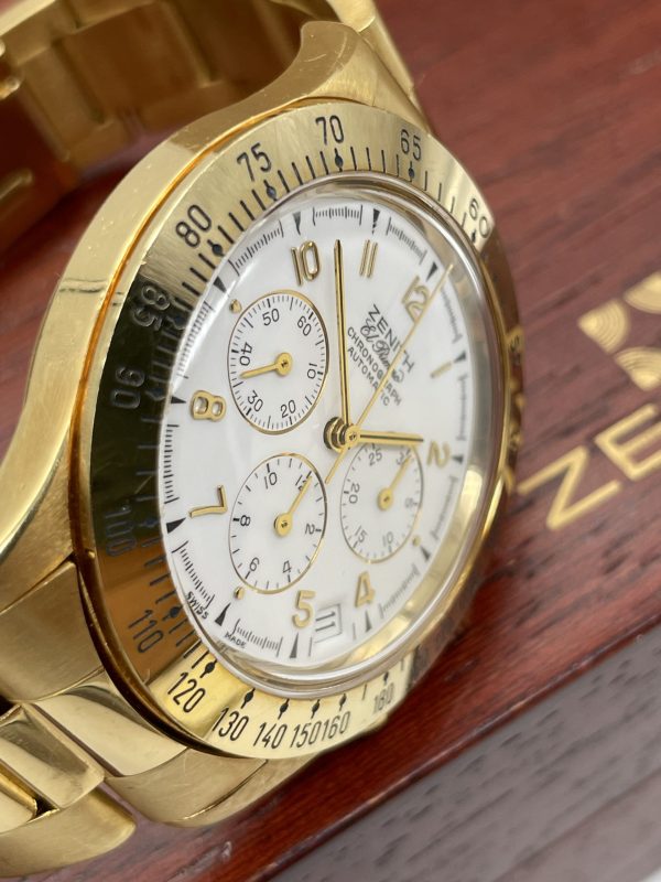 Zenith El Primero Chronograph from '80 years Full Gold Full Set Never Polished!