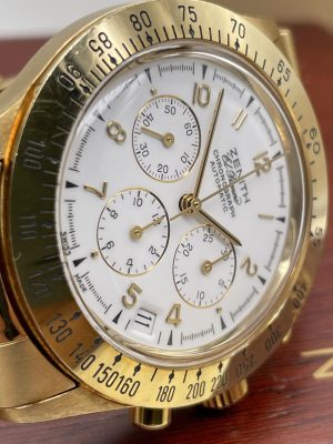 Zenith El Primero Chronograph from '80 years Full Gold Full Set Never Polished!