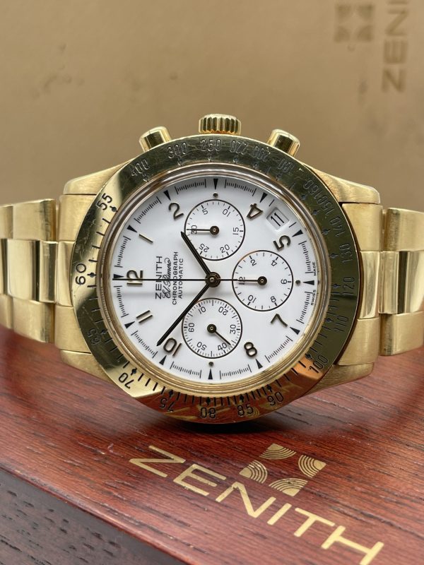 Zenith El Primero Chronograph from '80 years Full Gold Full Set Never Polished!