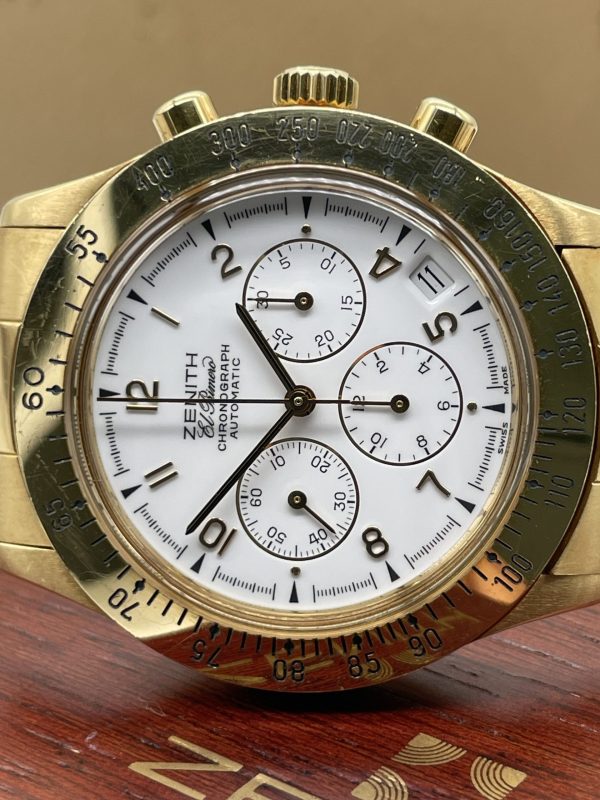 Zenith El Primero Chronograph from '80 years Full Gold Full Set Never Polished!