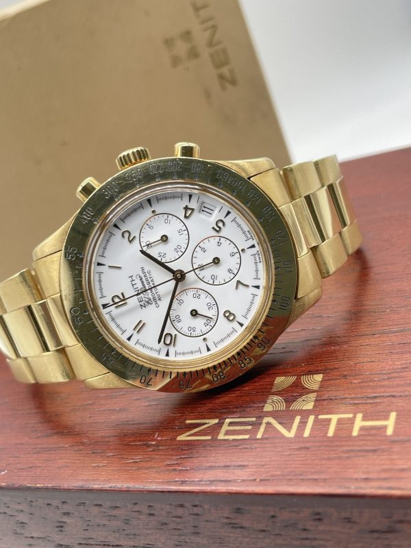 Zenith El Primero Chronograph from '80 years Full Gold Full Set Never Polished!