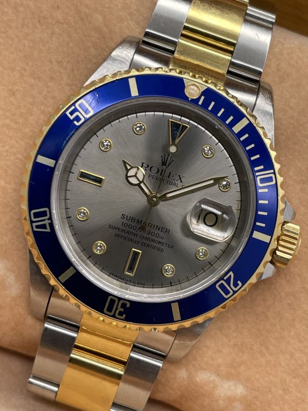 Rolex Submariner 16613 Serti Sultan Dial full Set never polished 1993