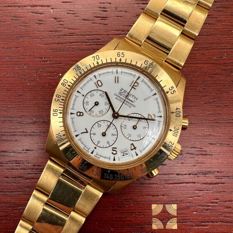 Zenith El Primero Chronograph from '80 years Full Gold Full Set Never Polished!