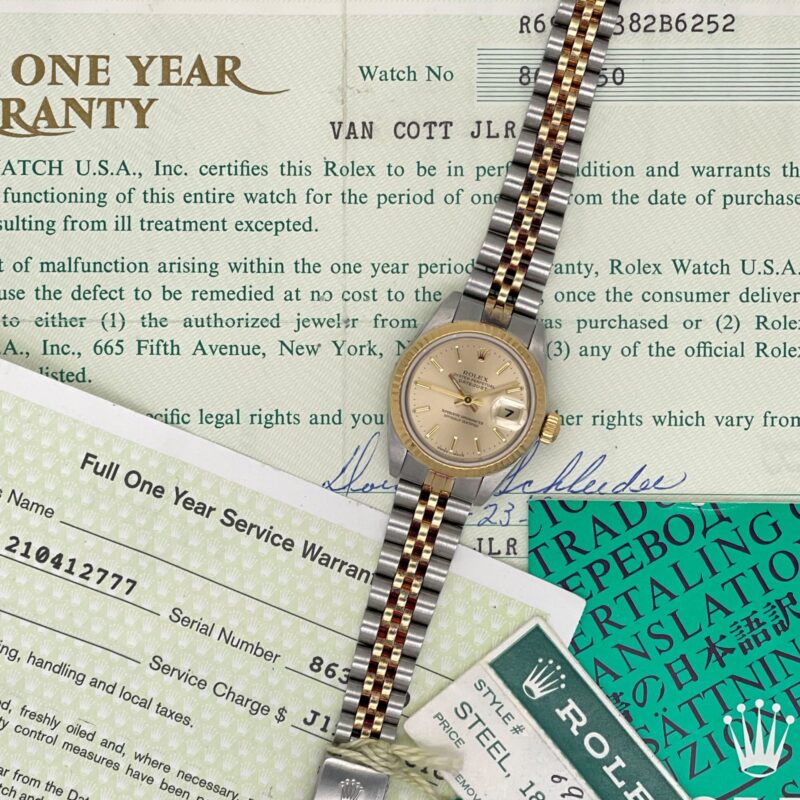 Rolex Lady-Datejust 26mm Champagne Dial Ref 69173 Full Set