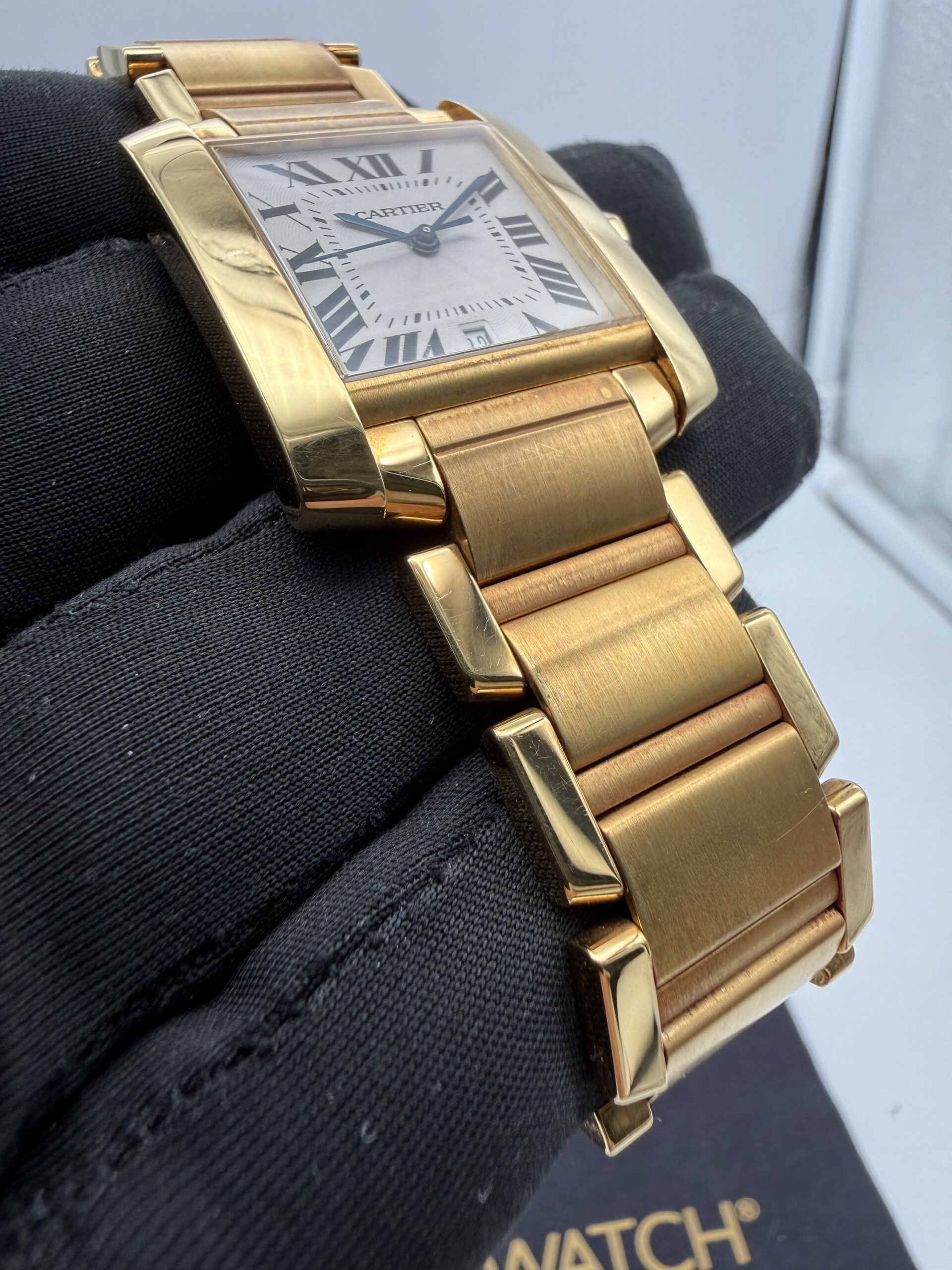 Cartier Tank Française 1840 Automatic Full Gold 18kt Guilloché Dial - Image 4