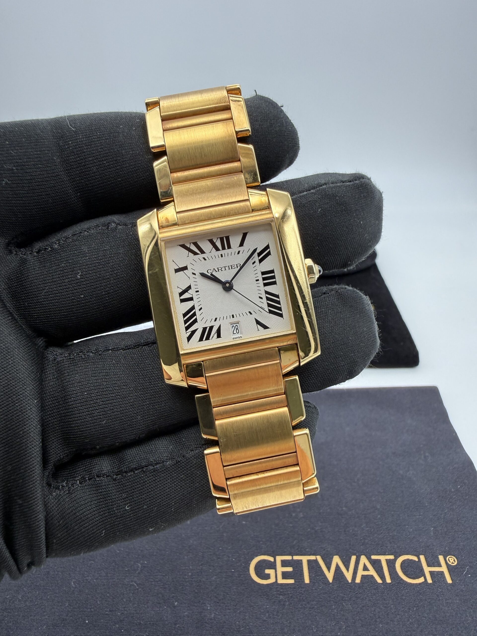 Cartier Tank Française 1840 Automatic Full Gold 18kt Guilloché Dial