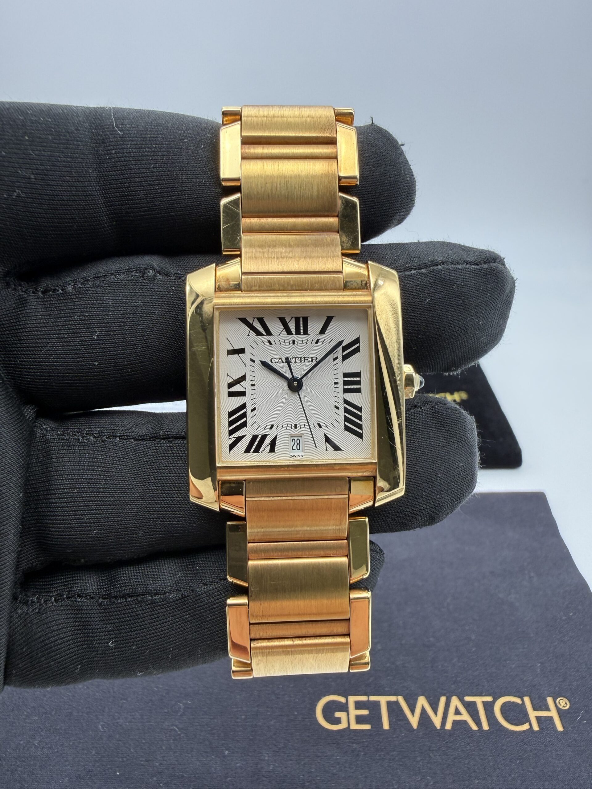 Cartier Tank Française 1840 Automatic Full Gold 18kt Guilloché Dial - Image 2