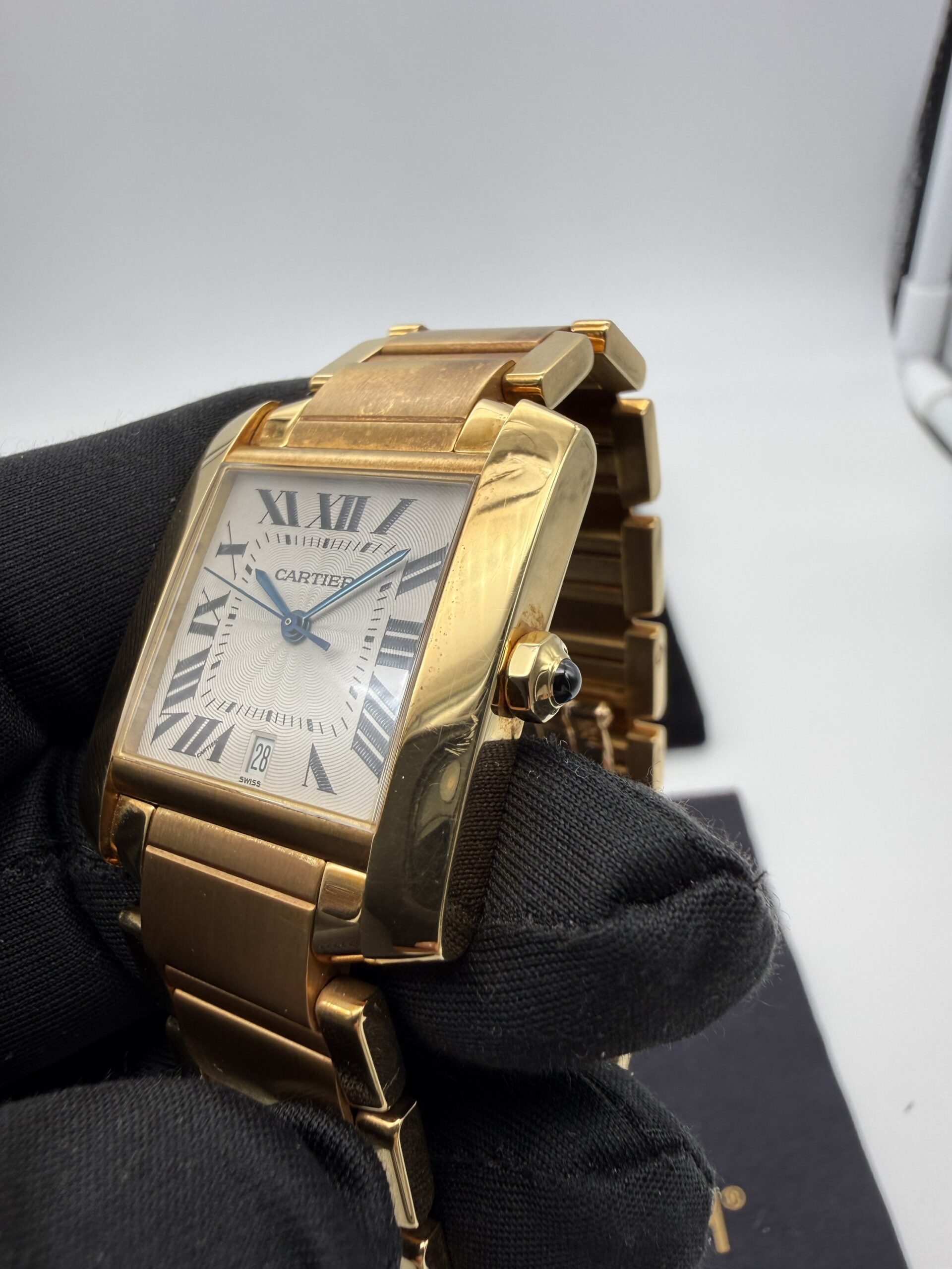 Cartier Tank Française 1840 Automatic Full Gold 18kt Guilloché Dial - Image 12