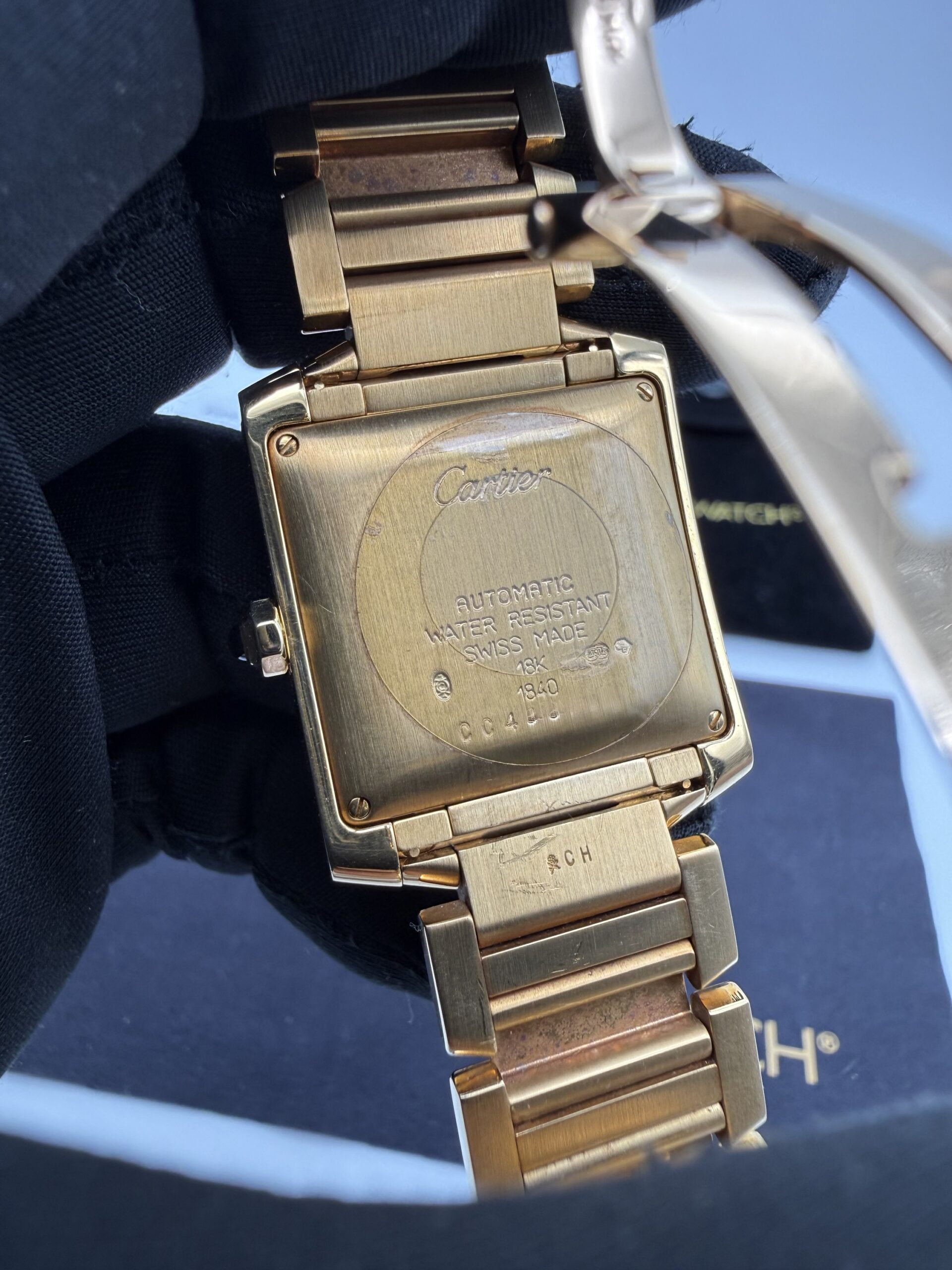 Cartier Tank Française 1840 Automatic Full Gold 18kt Guilloché Dial - Image 8