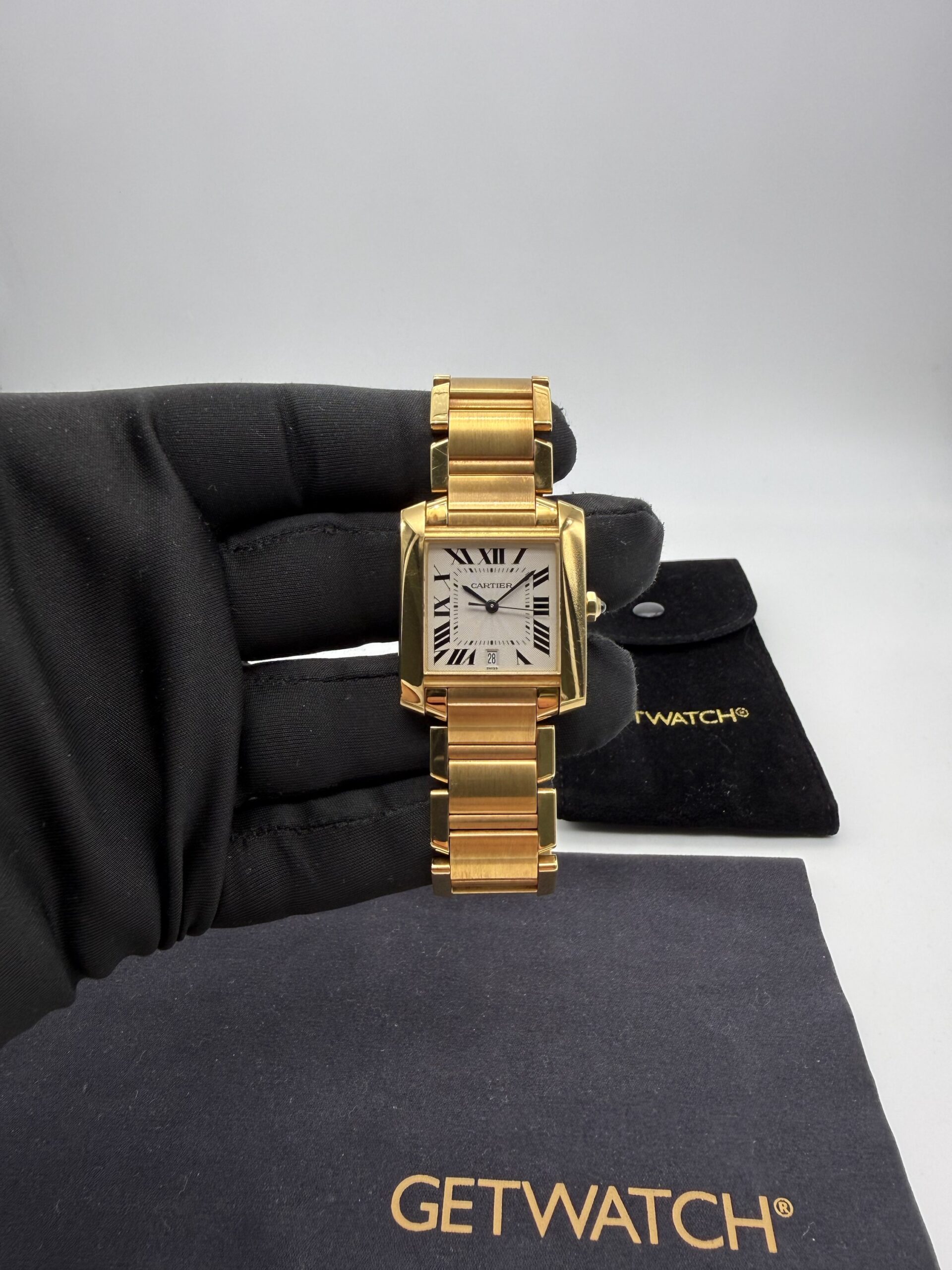 Cartier Tank Française 1840 Automatic Full Gold 18kt Guilloché Dial - Image 3