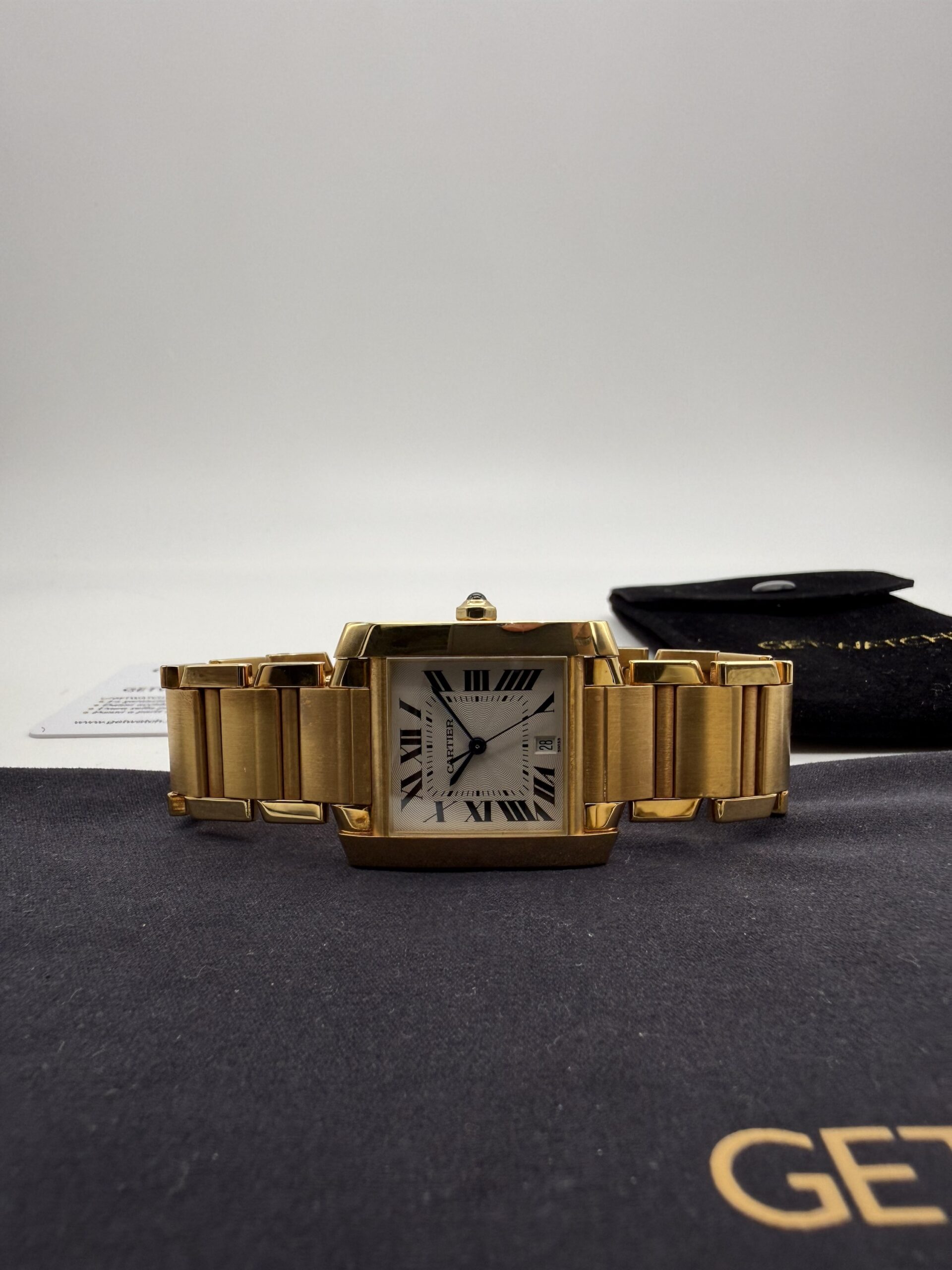 Cartier Tank Française 1840 Automatic Full Gold 18kt Guilloché Dial - Image 14